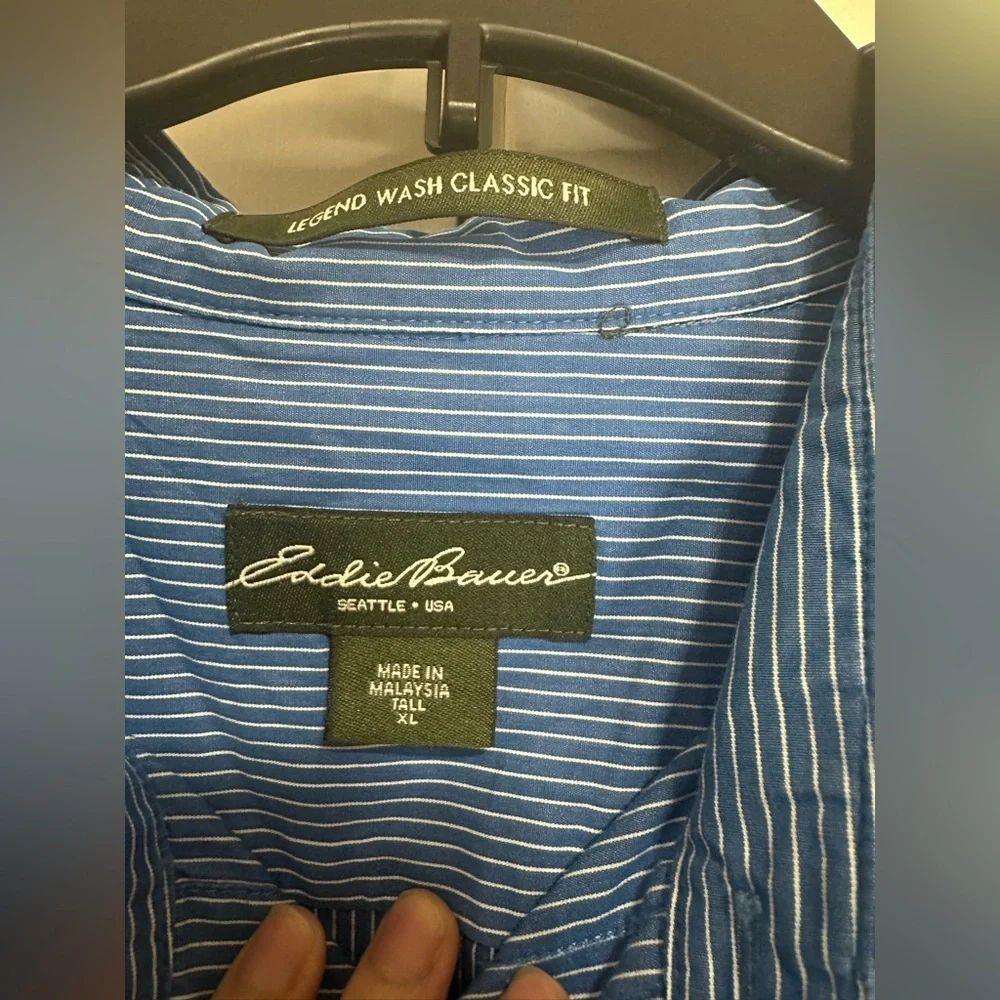 Eddie Bauer Shirt Mens XL Blue Long Sleeve Button Up - Picture 2 of 7